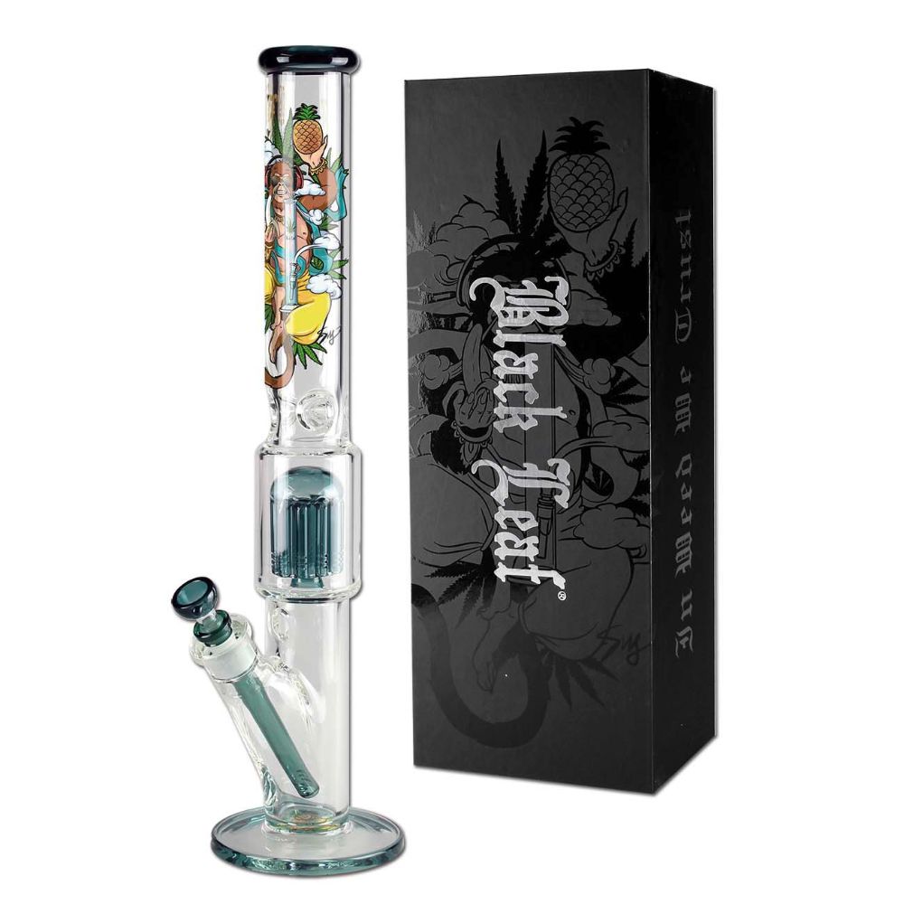 Black Leaf Hanuman Straight Ice Bong with 10-Arm Tree Perc | Box Set - With Box