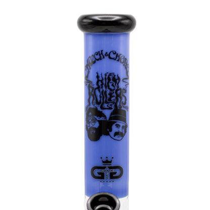 Grace Glass Cheech & Chong High Rollers Straight Tube Bong | Blue | stem view