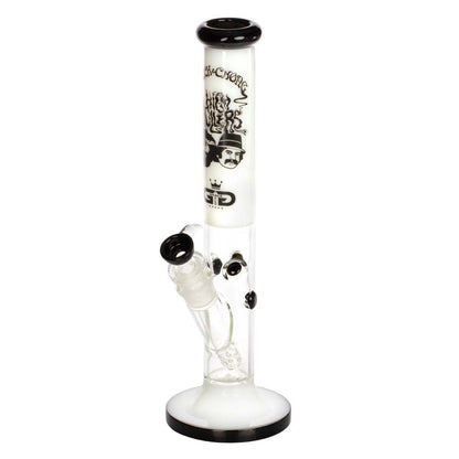 Grace Glass Cheech & Chong High Rollers Straight Tube Bong | White | side view 3