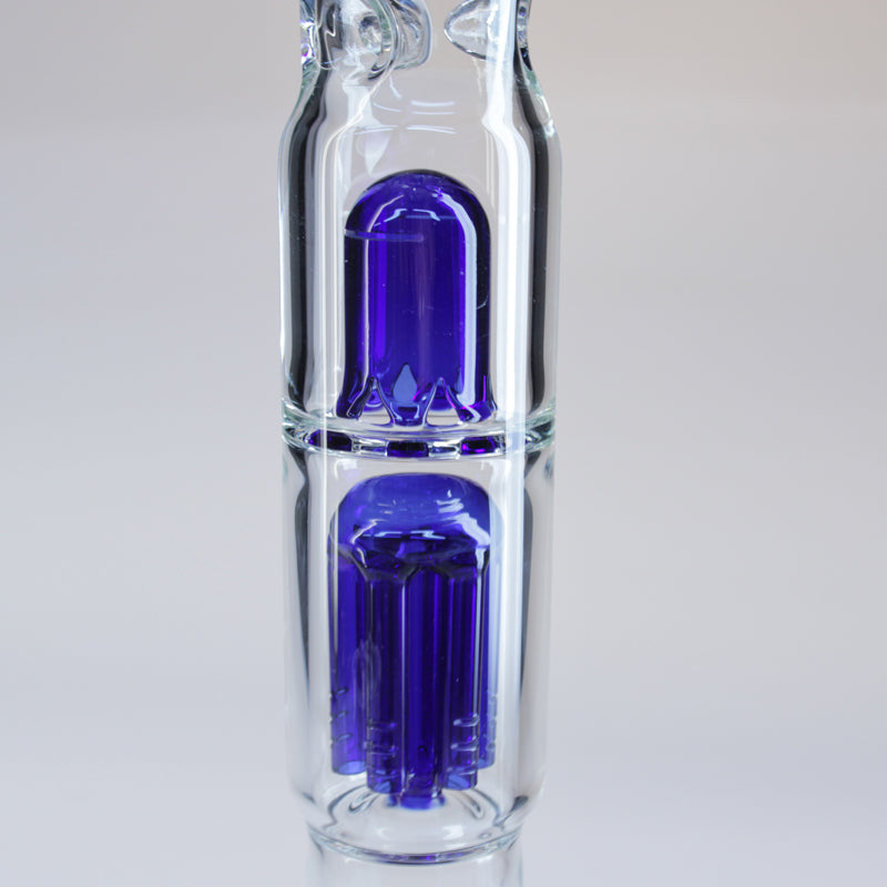 Black Leaf - Dome Perc and 6-arm Perc Glass Ice Bong - Blue and Black - 6-arm percolator