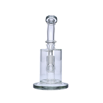 Glass Bubbler with Slitted Perc | 9 Inch | Transparent Black | front view