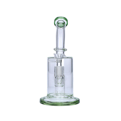 Glass Bubbler with Slitted Perc | 9 Inch | Green | front view