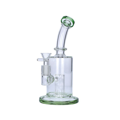 Glass Bubbler with Slitted Perc | 9 Inch | Green | side view 2